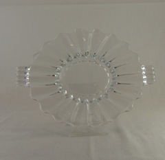 #1503 Crystolite, 7 inch handled plate, crystal, 1938-1957